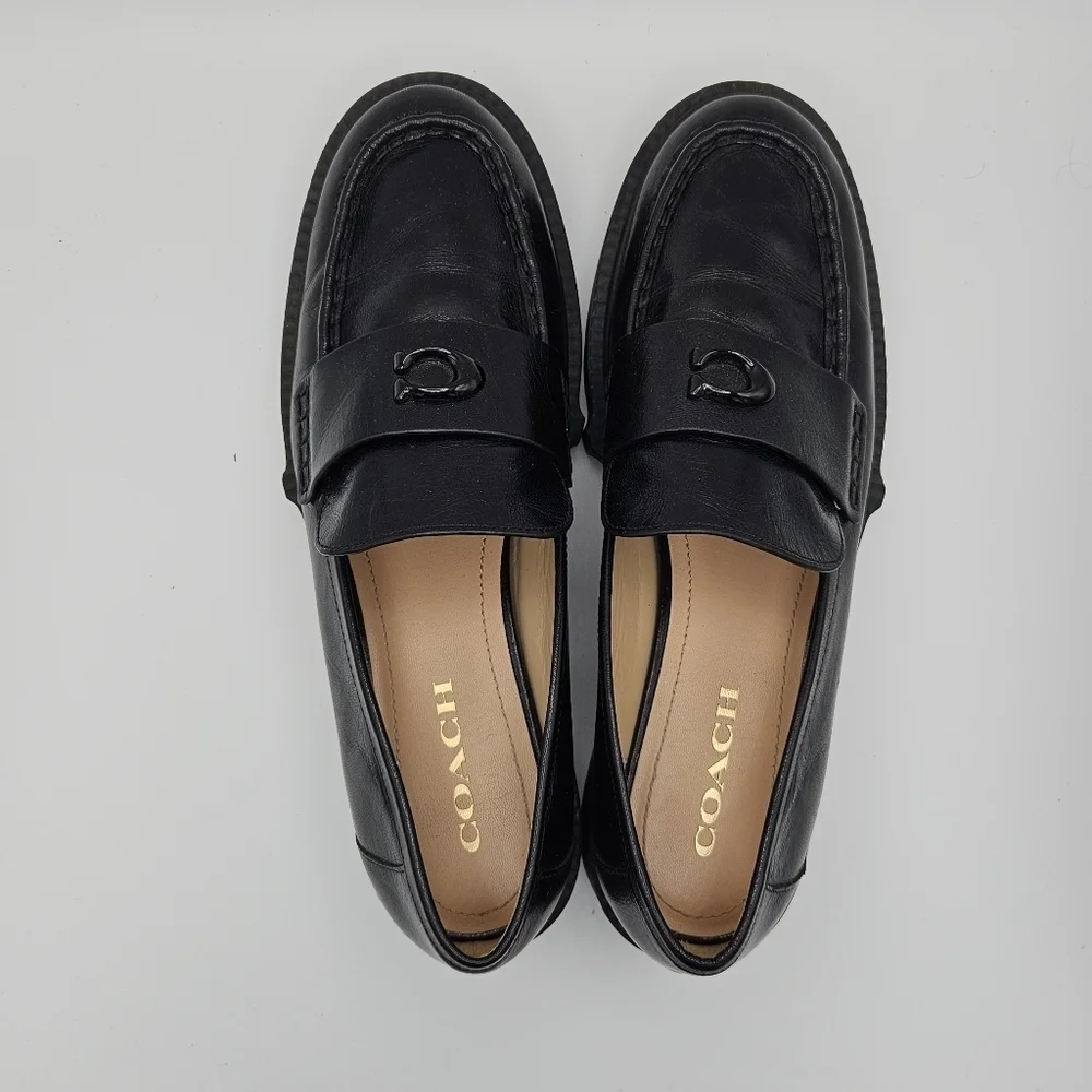 Coach chunky black leather Leah Loafer size 11
